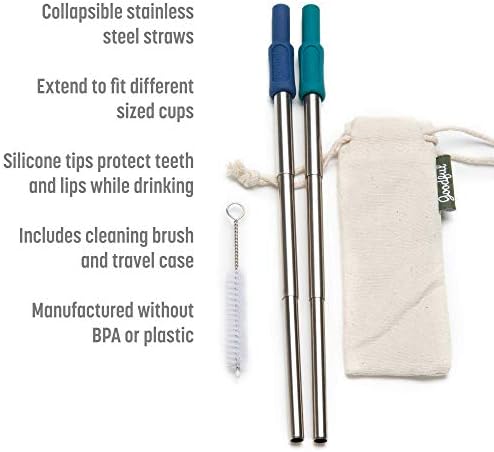 Goodful Stainless Steel Collapsible Telescoping Straws With Silicone