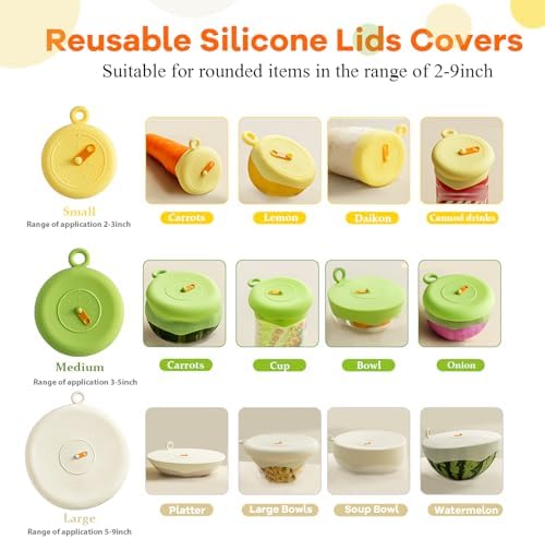 Silicone Stretch Lids, 6 Pcs, Reusable Food Covers