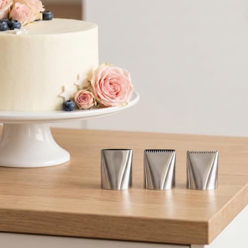 3 Pcs Large Frosting Piping Tips Set for Cake Decorating, Stainless