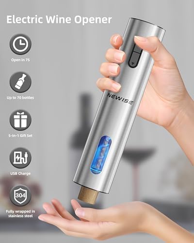 Newise Rechargeable Electric Wine Gift Set: Wine Opener, Aerator