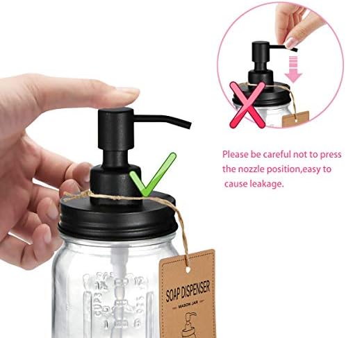 Amolliar Mason Jar Liquid Soap Dispenser, Black, 2 Pack