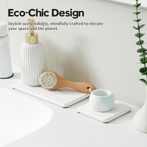 3 Pack Diatomite Coasters, White 8"x3.8"