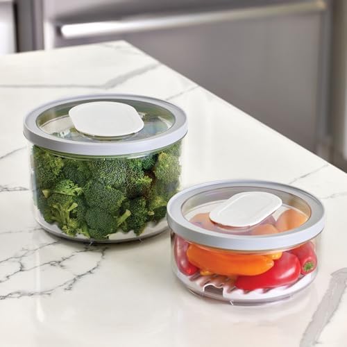iDesign Small and Large Round Fridge Produce Bins with Removable