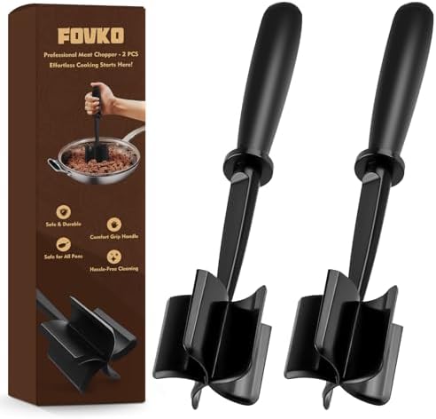2-Pack Ground Beef Masher, Heat-Resistant Meat Masher with 5 Curved