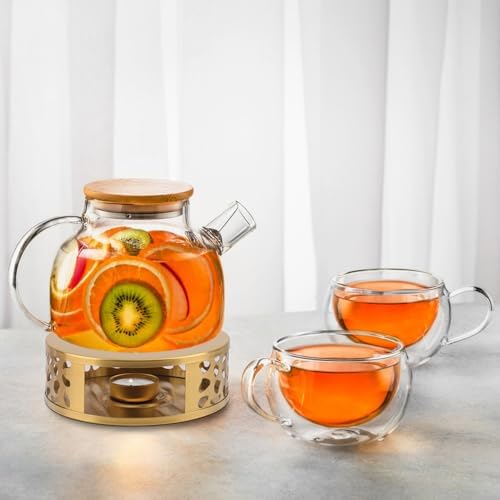 4 PCS 6 inch Round Teapot Warmer, Stainless Steel Teapot Warmer with
