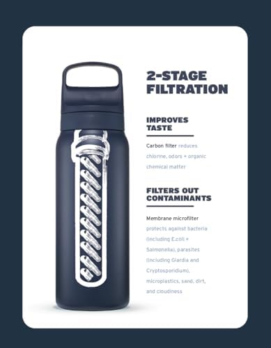 LifeStraw Go Series Insulated Steel Water Filter Bottle, 24 oz