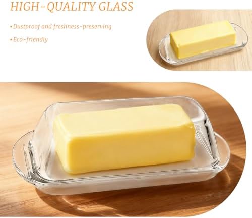 Elegant Glass Butter dish with Lid, Dust-proof and
