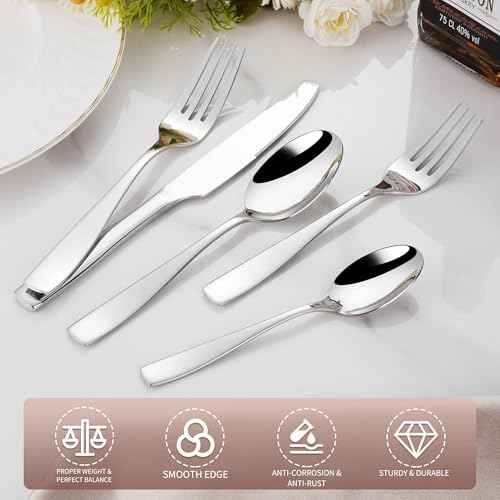18/10 Stainless Steel Flatware Set for 8, 40 Pieces Heavy Silverware Set