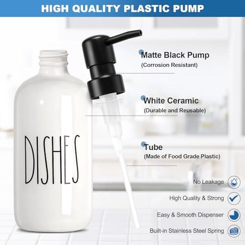 Dish Soap Dispenser for Kitchen, Ceramic Dish Soap Dispenser with