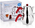 DESTALYA Stainless Steel Turkish Teapot Set with Strainer