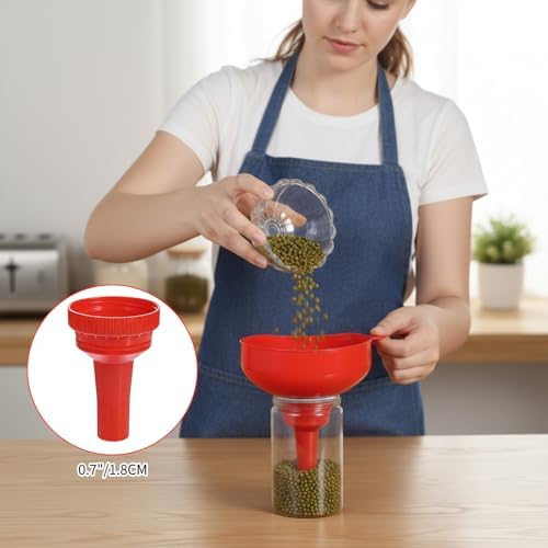 5 Pcs Wide Mouth Funnel, Food Grade Wide Funnels with Strainer Long