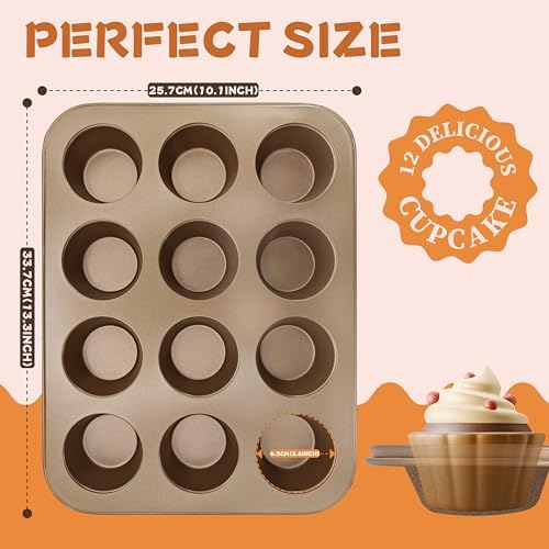 Satax Muffin Pan for Baking, Nonstick Cupcake Tin 12 Cup,sets of