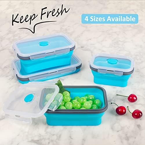 Collapsible Food Storage Containers with Lid & Air Vent, Bundle of