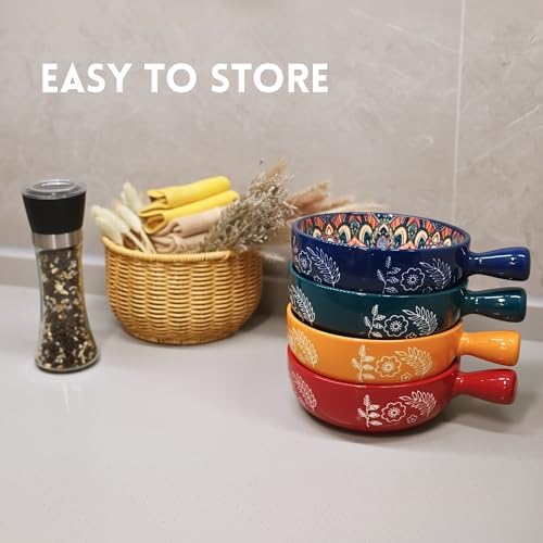 Bohemian Soup Bowls with Handles, 22 Oz French Onion Soup Crocks