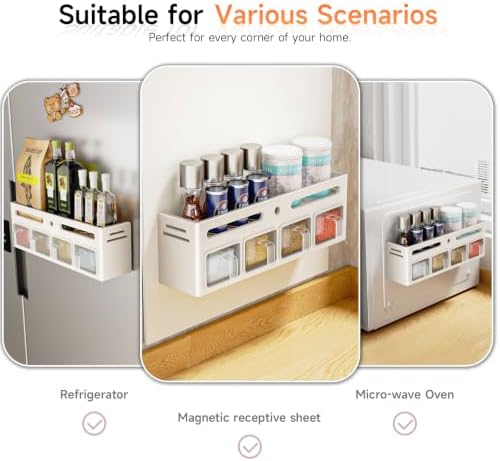 Magnetic Spice Rack, Fridge Wall Mount Double Layer Seasoning