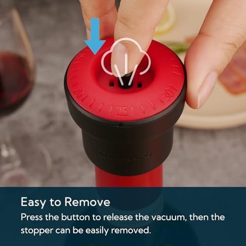 KITCHENDAO 2-in-1 Vacuum Wine Stopper, Built-in Wine Saver Pump with