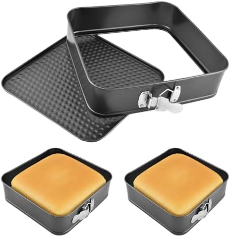 Springform Pan Set of 3 (9,10,11 Inch) - Square Shaped Leakproof