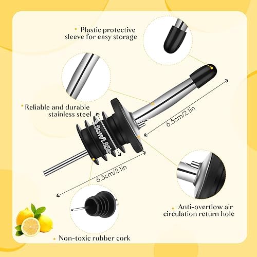 Dandat 12 Pcs 32oz Liquor Pour Spouts,Silver Bottle Pourer