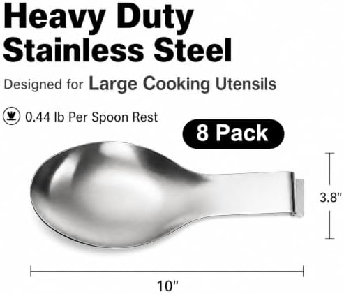 8 Pack Stainless Steel Spoon Rest, Large Size Ladle Spatula Tong