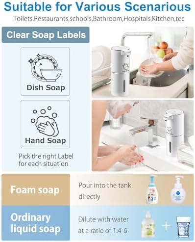 Automatic Foaming Soap Dispenser, 4-Level Adjustable Foam, Wall Mount