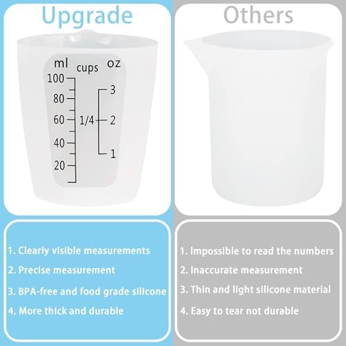 Creahaus 12pcs Silicone Measuring Cups for Resin, 100ml Non-Stick