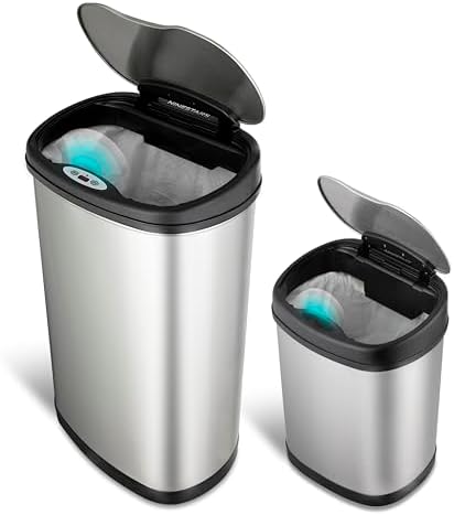 Ninestars Two-Piece Automatic Trash Can Set, 13 Gal & 3 Gal