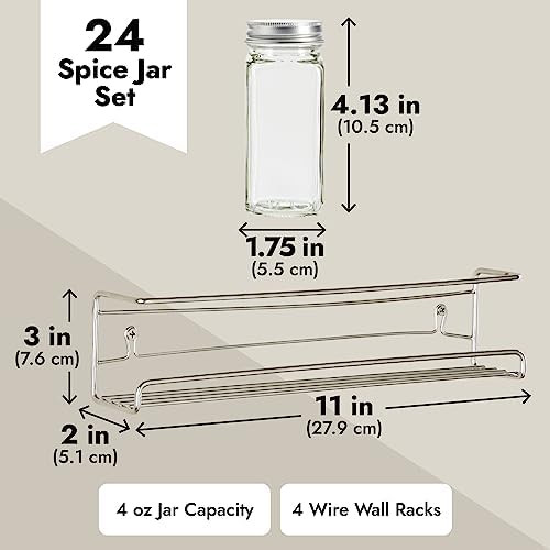 Talented Kitchen Spice Rack Organizer - 4 Stainless Steel Wall-Mounted