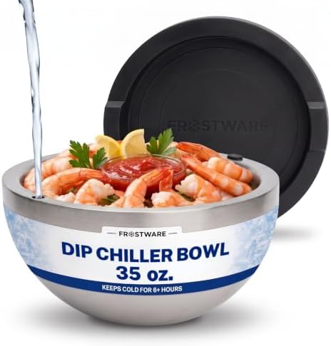 Dip Chiller Bowl with Lid, 35 oz Insulated Cold Serving Bowl