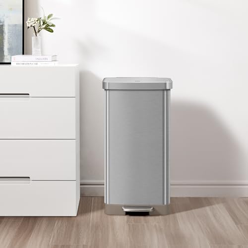 EKO Hudson Matte Stainless 75 Liter/20 Gallon Step Trash Can with Rear