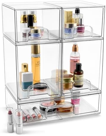Sorbus Clear Stackable Storage Drawers, 5-Pack