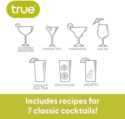 True Maraca Cocktail Shaker with Built In Strainer, Drink Mixer with 7