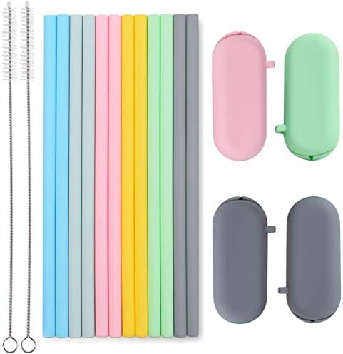 Sunseeke Silicone Straws Reusable - Odorless, 12 Standard Drinking