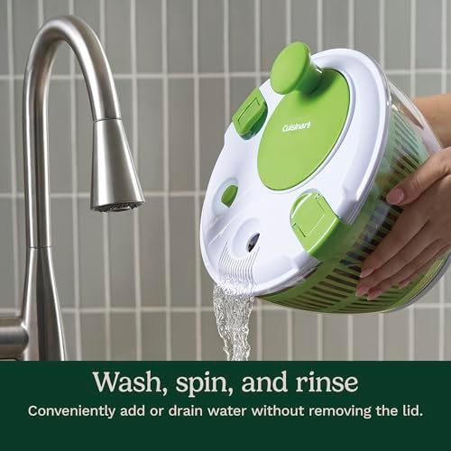 Cuisinart Large Spin Stop, 5qt, CTG-00-SAS1 Salad Spinner, 5 Quart, Green & White