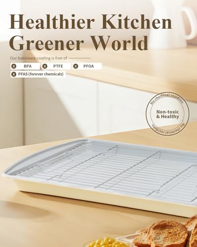 Nonstick Crisp Baking Tray With Wire Rack, Ceramic Coating Jelly Roll