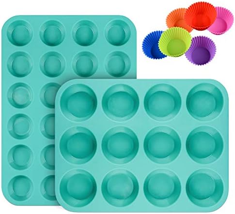 CAKETIME Silicone Muffin Pan Cupcake Pan Set - Mini 24 Cups and