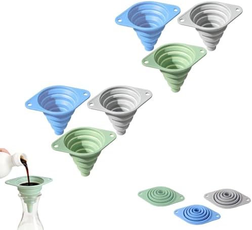 Kitchen Funnel Set,Food Grade Collapsible Silicone Funnels Gadgets