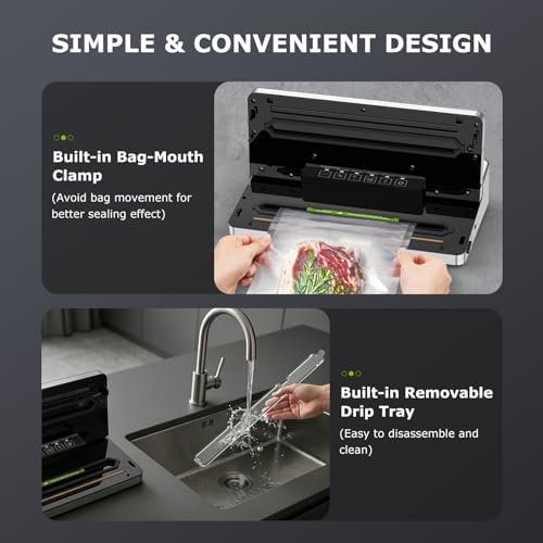 Bonsenkitchen Vacuum Sealer, 80 kPa, Silver