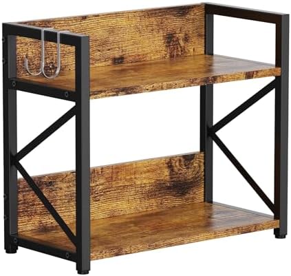 RUILALIFE 2 Tier Counter Shelf Organizer, Medium, Rustic Brown