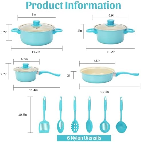 Non-Stick Cookware Set, 13 Piece Set Portable Lightweight Cast Iron