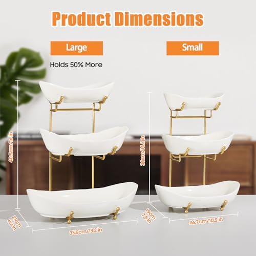 3 Tier Fruit Basket, Ceramic Fruit Bowl for Kitchen Counter