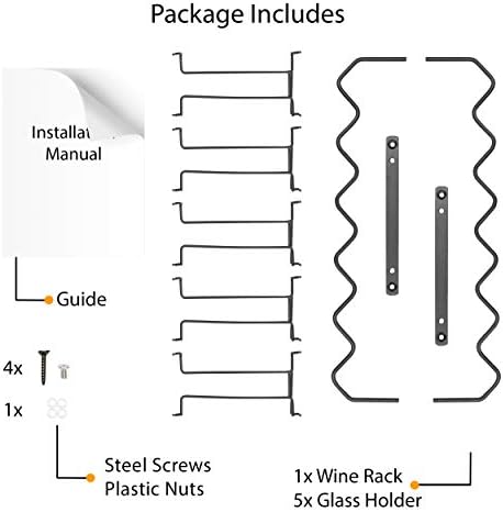 Wallniture Piccola Under Cabinet Wine Rack & Glasses Holder, Kitchen