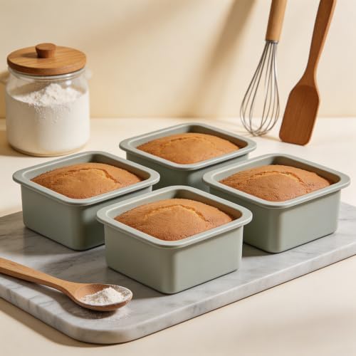 Silicone Square Molds, 4 Pack Silicone Square Cake Pans, 4 Inch