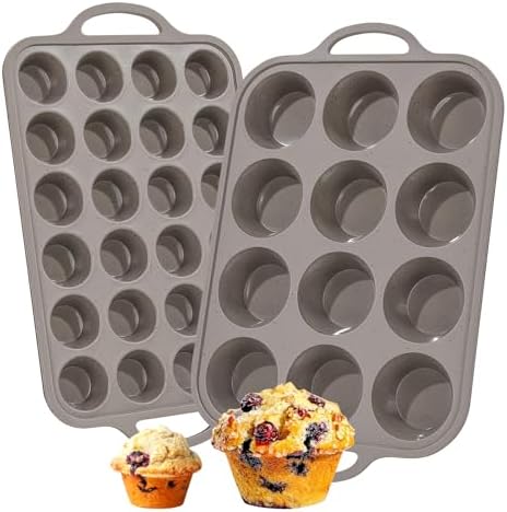 CAKETIME Silicone Muffin Pans for Baking, Metal Reinforced Frame