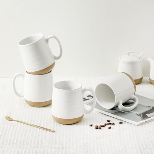 HASENSE Coffee Mugs Set of 4, 15oz Ceramic Coffee Cups with Handle