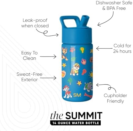 Simple Modern Paw Patrol Kids Water Bottle & Toddler Cup | 14oz