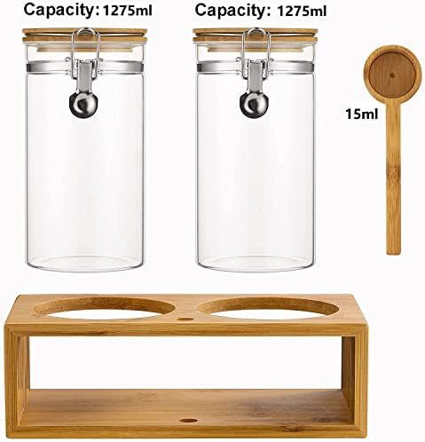Yangbaga Coffee Container with Shelf, 2P 45OZ Glass Airtight Coffee