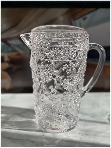 Leading Ware 2.5 Quarts Water Pitcher with Lid, Paisley Unbreakable