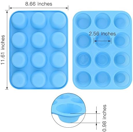 homEdge 12-Cup Silicone Muffin Pan, Pack of 2 Non-Stick Muffin Molds