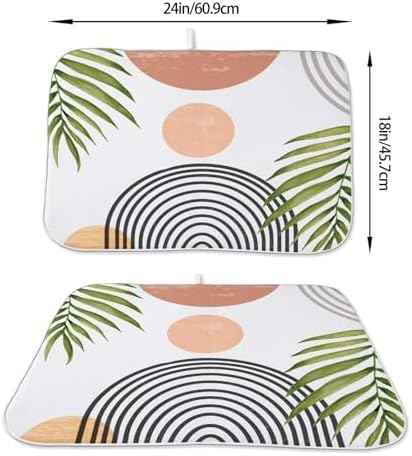 Boho Mid Century Dish Drying Mat 18 x 24 inch, Summer Abstact Coral