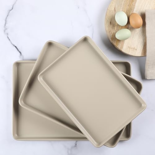 Martha Stewart Gallen 3-Piece Cookie Sheet Set – 13", 15", 17" Baking